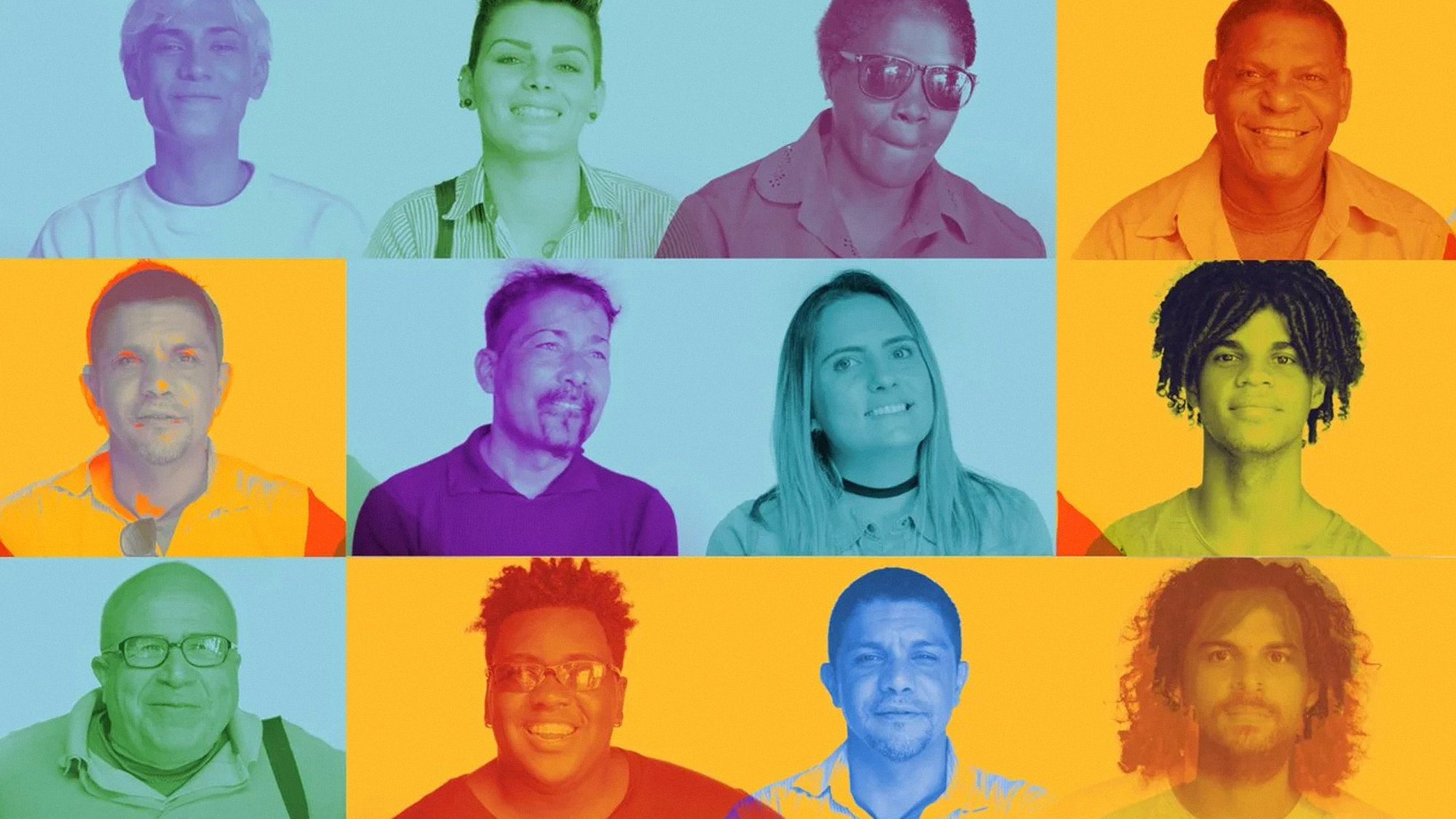 Mosaico de retratos e digitais