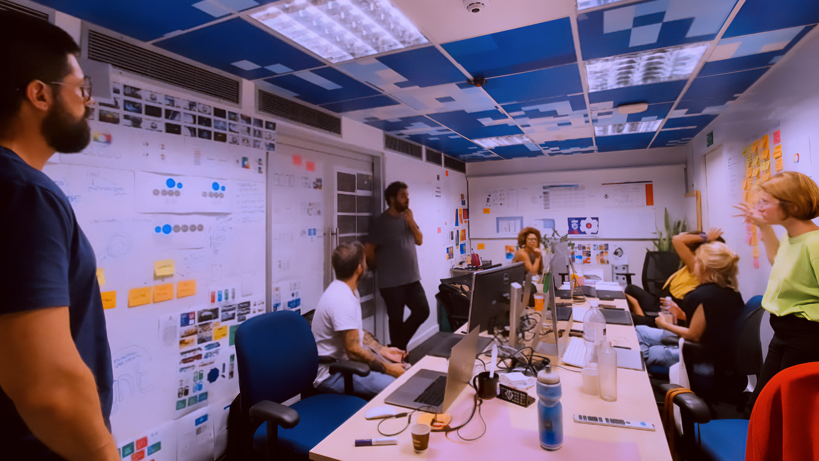 The squad room during the process